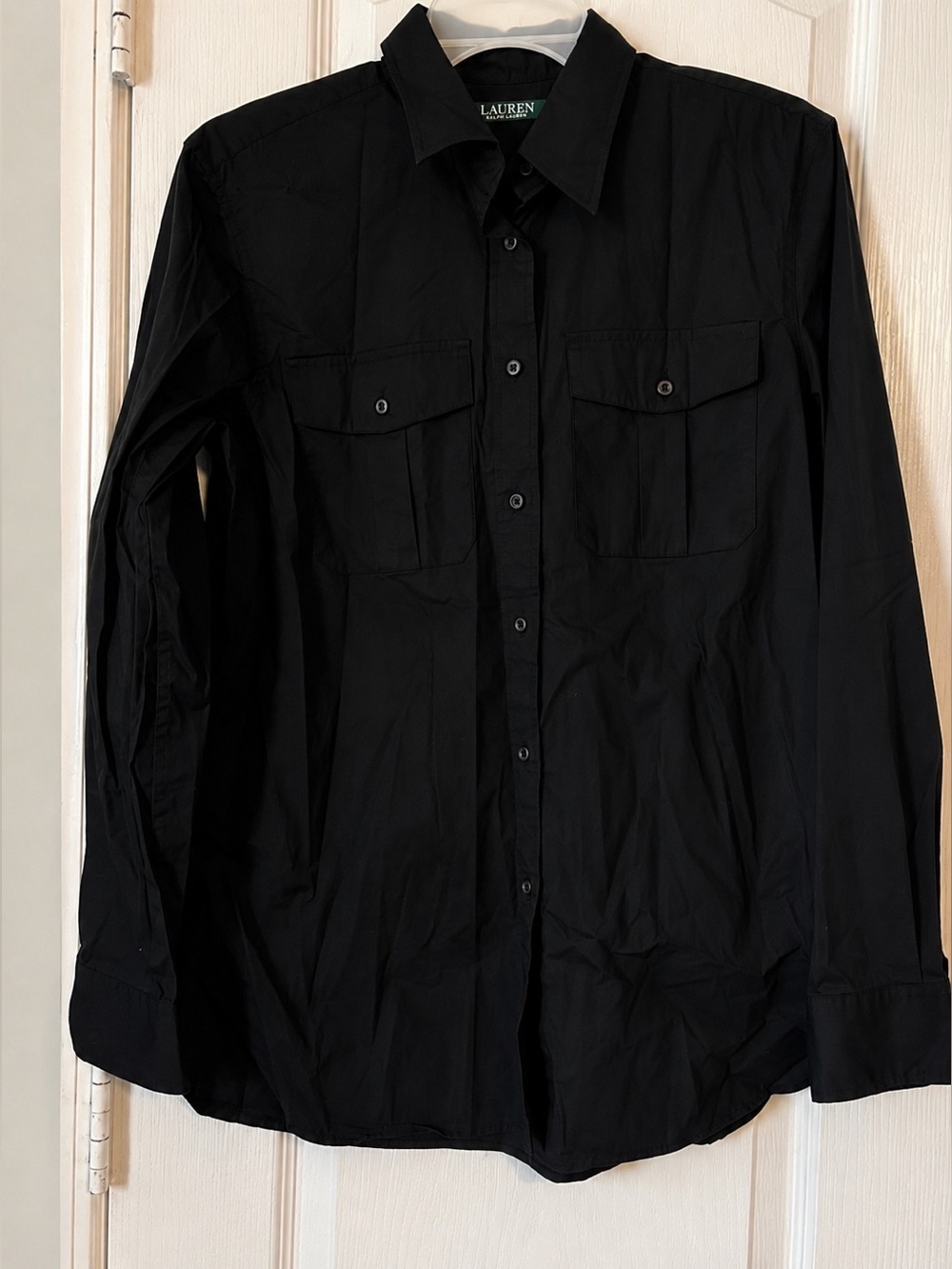 Lauren Ralph Lauren Black Button-Down Shirt Size M